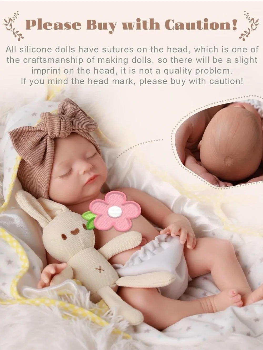 BABESIDE 16 Inch Silicone Baby Doll Weighted 4LB, Lifelike Newborn Dolls